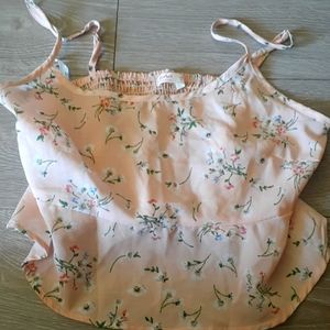 Pink with flowers tank Top